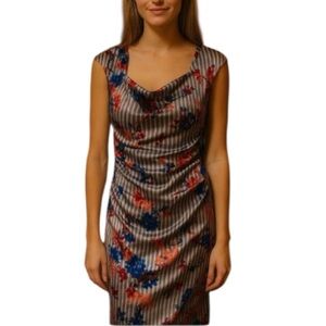 Forplay Floral Over Striped Party Night Out Silky Dress